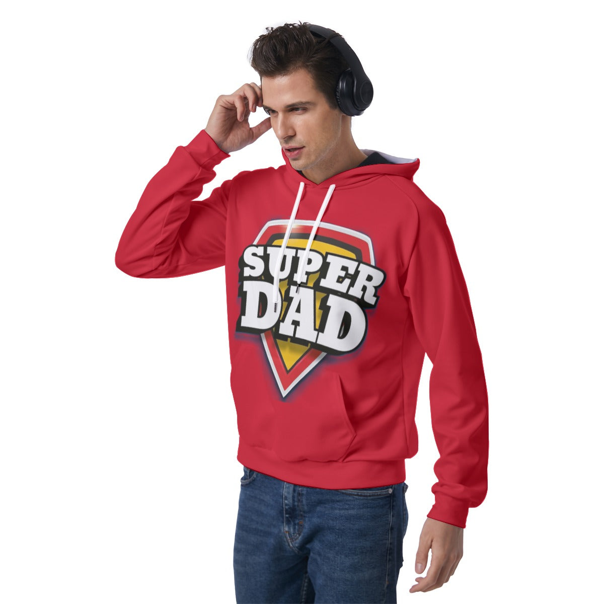 KSC's Exclusive Men's Red SUPER DAD Raglan Pullover Hoodie