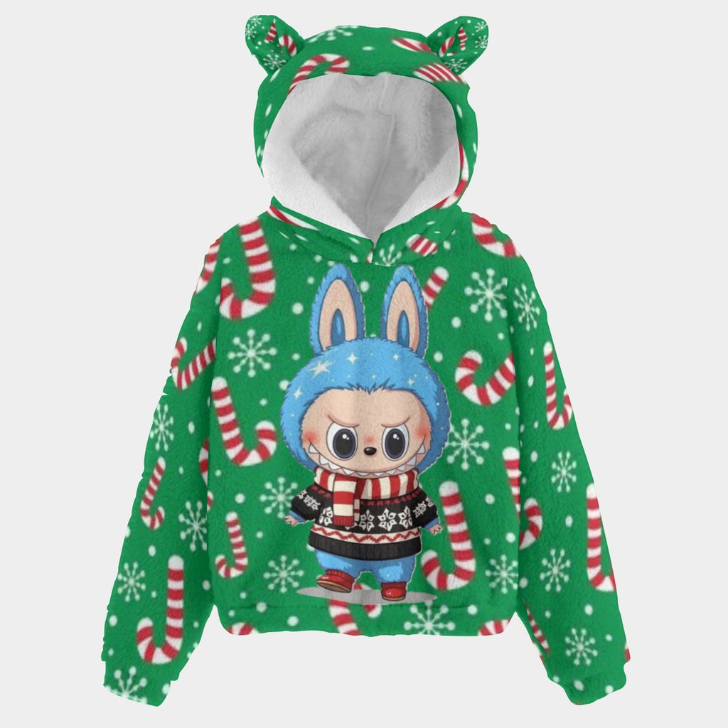 KSC's Exclusive Christmas Labubu Kid’s Borg Fleece Sweatshirt With Ears