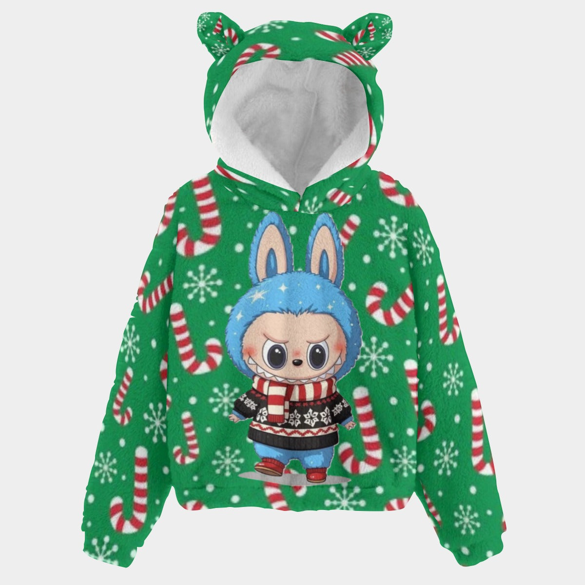 KSC's Exclusive Christmas Labubu Kid’s Borg Fleece Sweatshirt With Ears