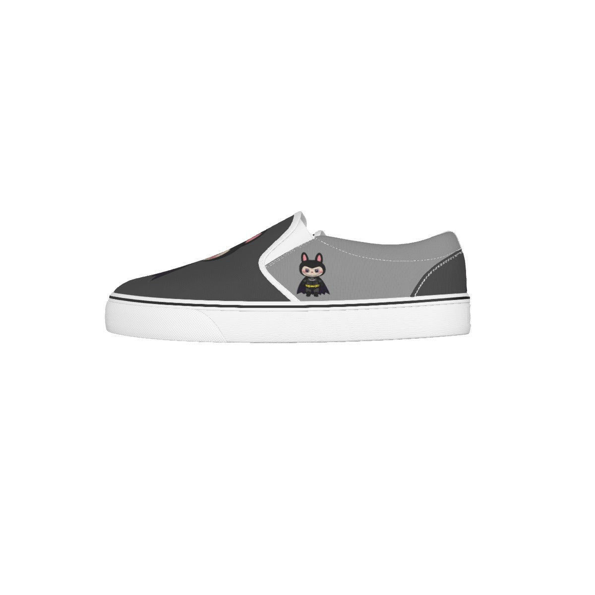 🦇 Batman Labubu Black Slip-On Sneakers (Kids) - Batman Labubu Black Kid's Slip On Sneakers