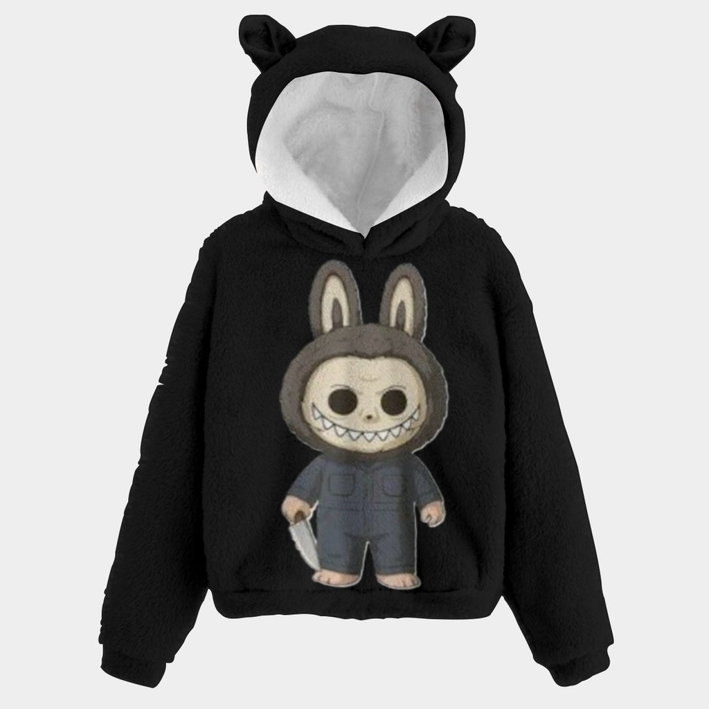 Halloween Labubu Kid’s Borg Fleece Sweatshirt With Ear