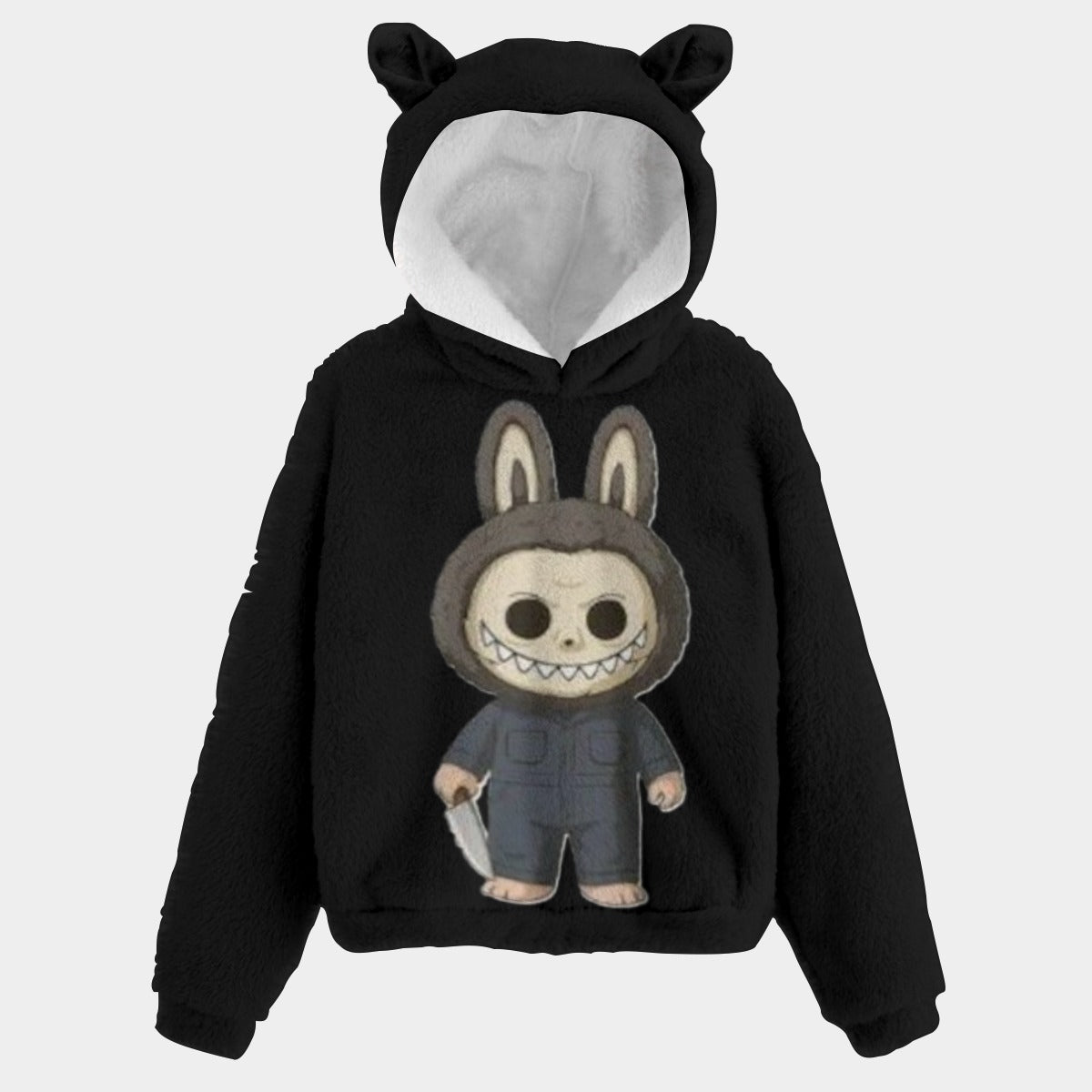 Halloween Labubu Kid’s Borg Fleece Sweatshirt With Ear