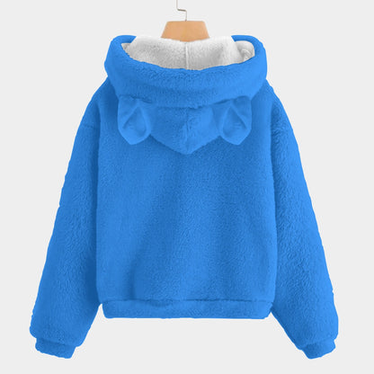 KSC's Brown LABUBU Holding Heart Kid’s Borg Fleece Hoodie With Ears