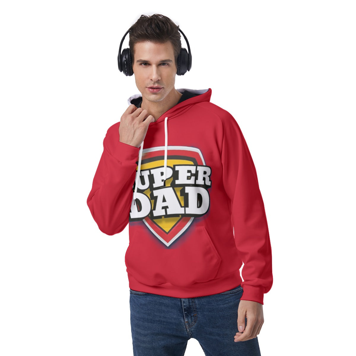KSC's Exclusive Men's Red SUPER DAD Raglan Pullover Hoodie
