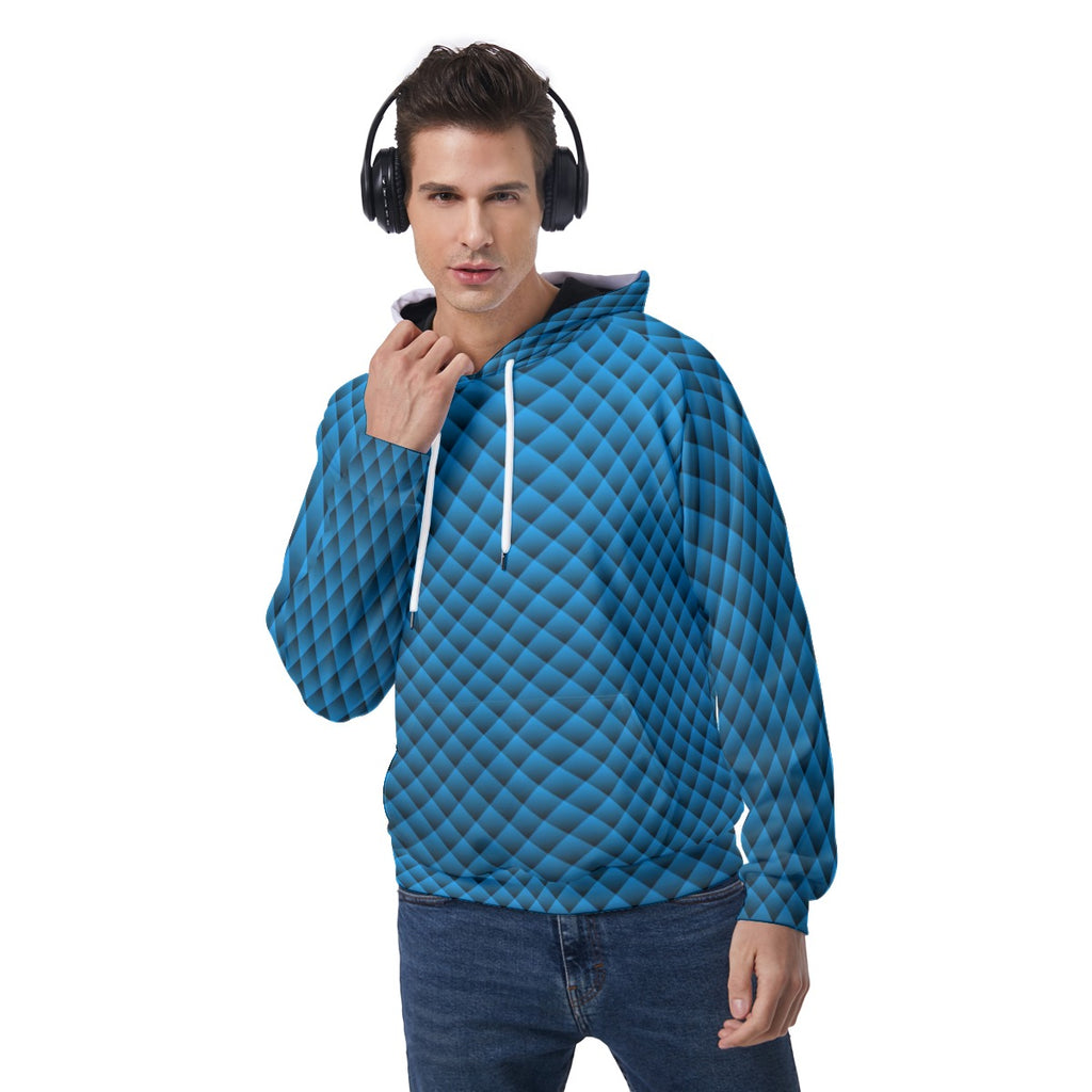 KSC's Exclusive Men's Blue Geometric Raglan Pullover Hoodie