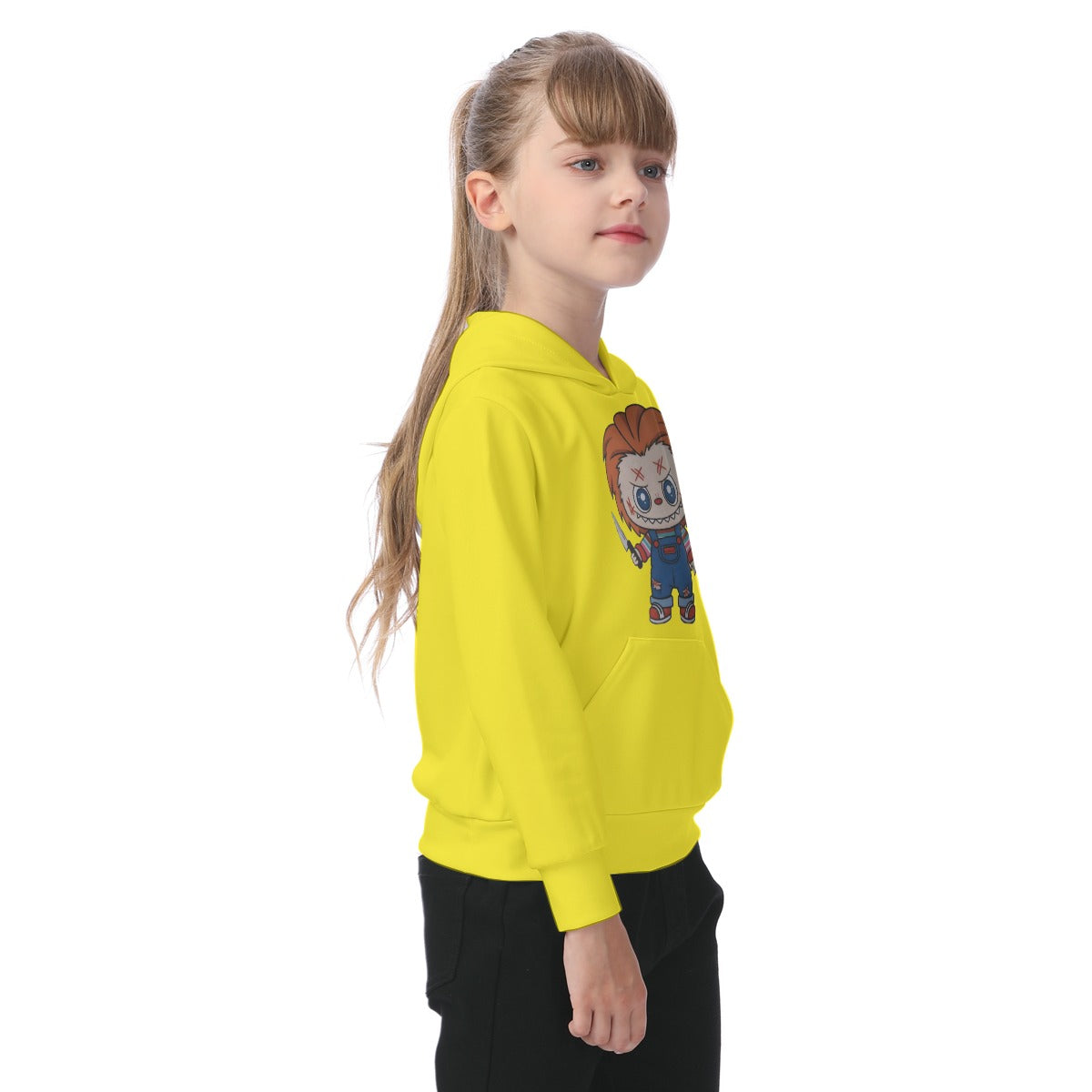 Halloween Labubu Chucky Doll Kid's Heavy Fleece Hoodie