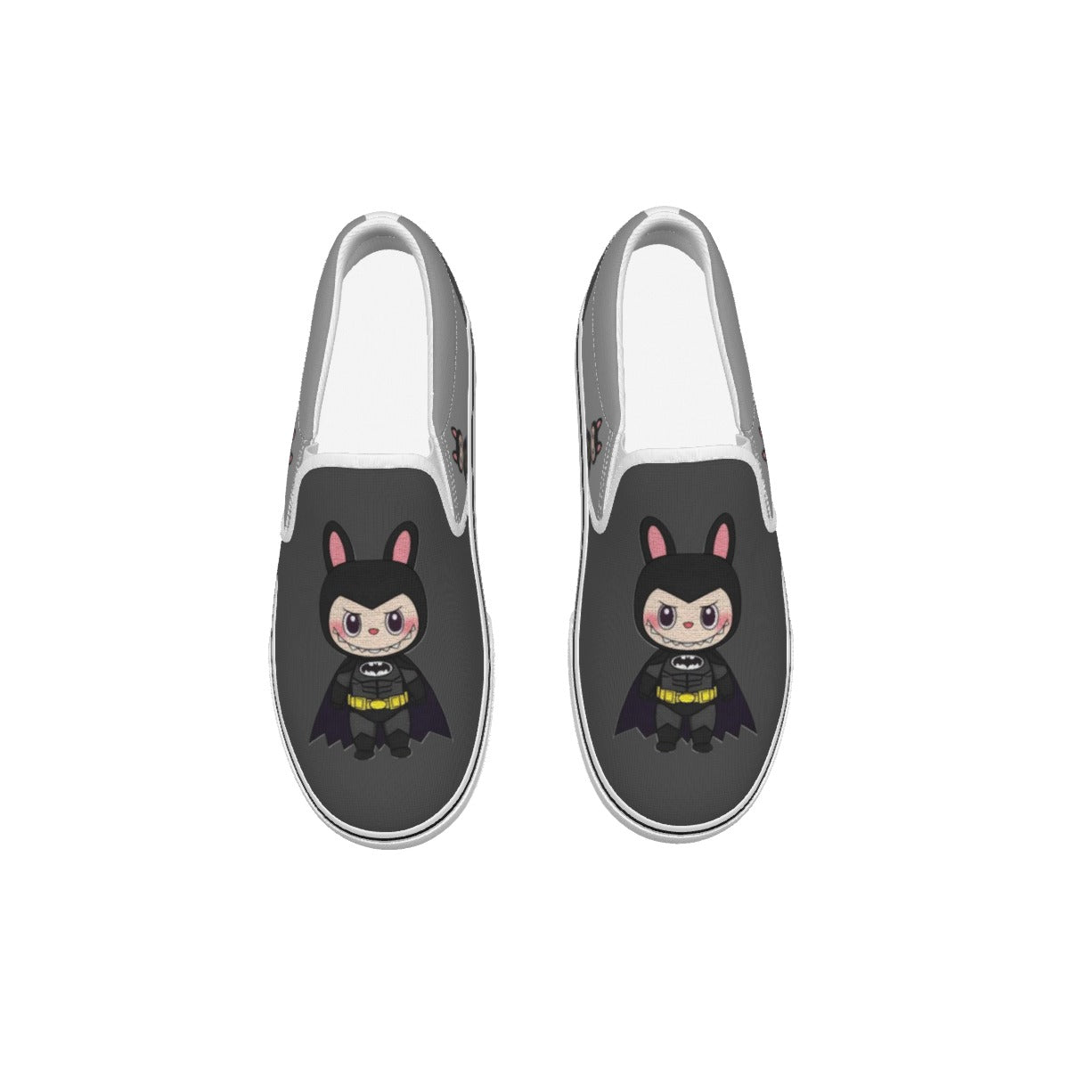 🦇 Batman Labubu Black Slip-On Sneakers (Kids) - Batman Labubu Black Kid's Slip On Sneakers
