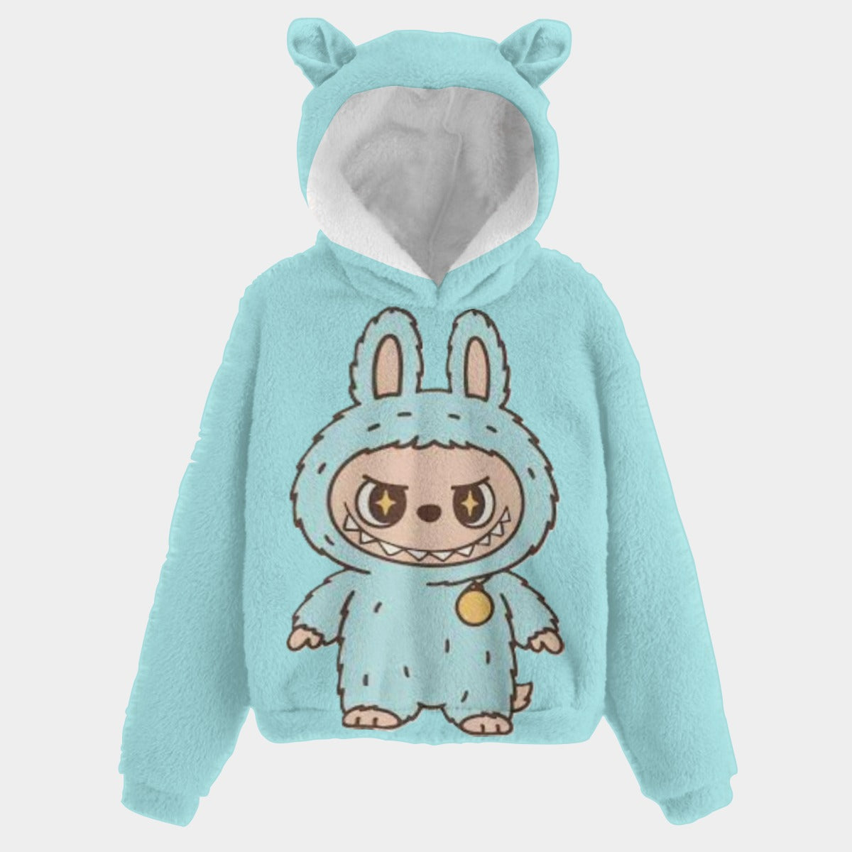 KSC's Fleece Sweatshirt LABUBU Print Kid’s Borg Fleece Sweatshirt With Ears