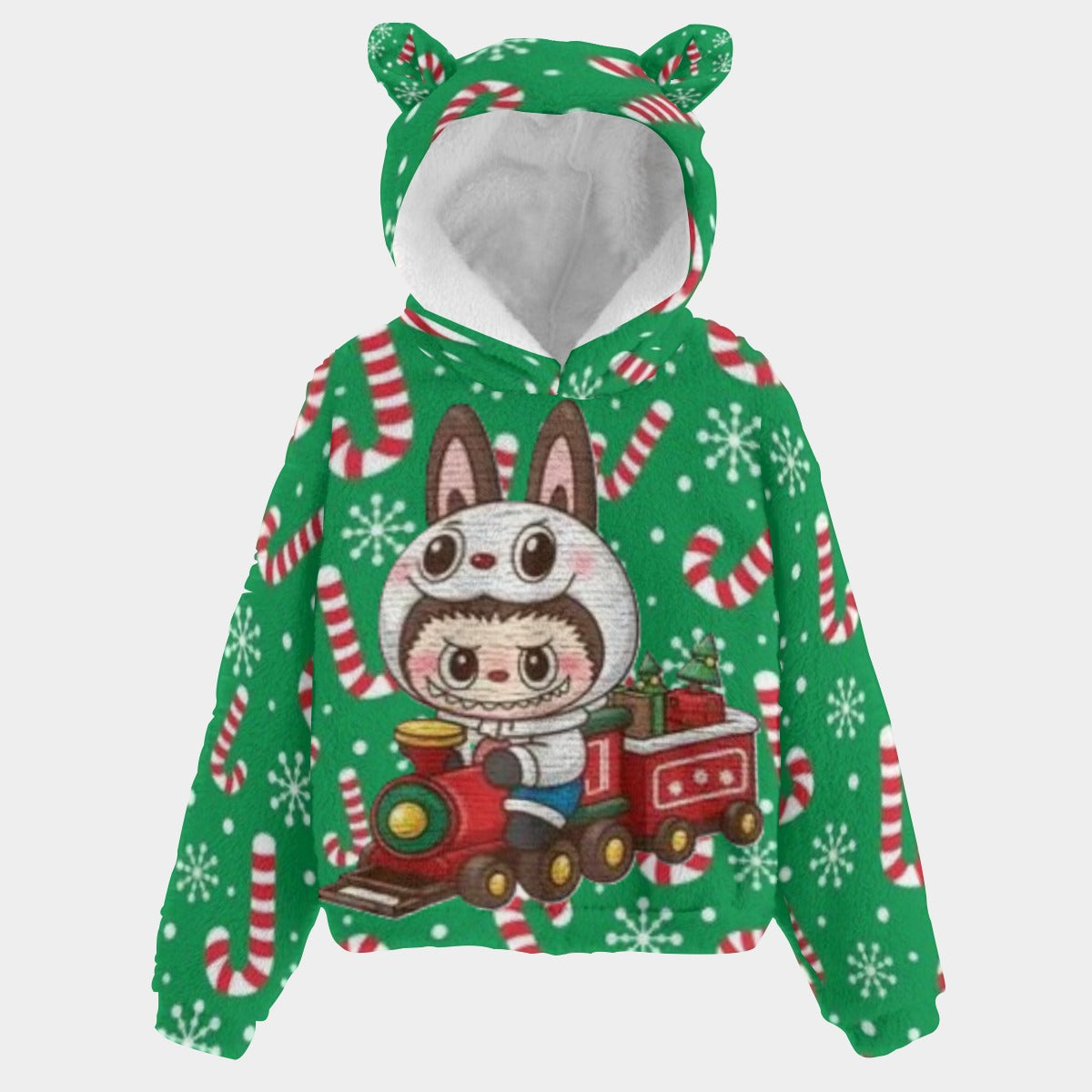 KSC's Exclusive Christmas Labubu Kid’s Borg Fleece Sweatshirt With Ears
