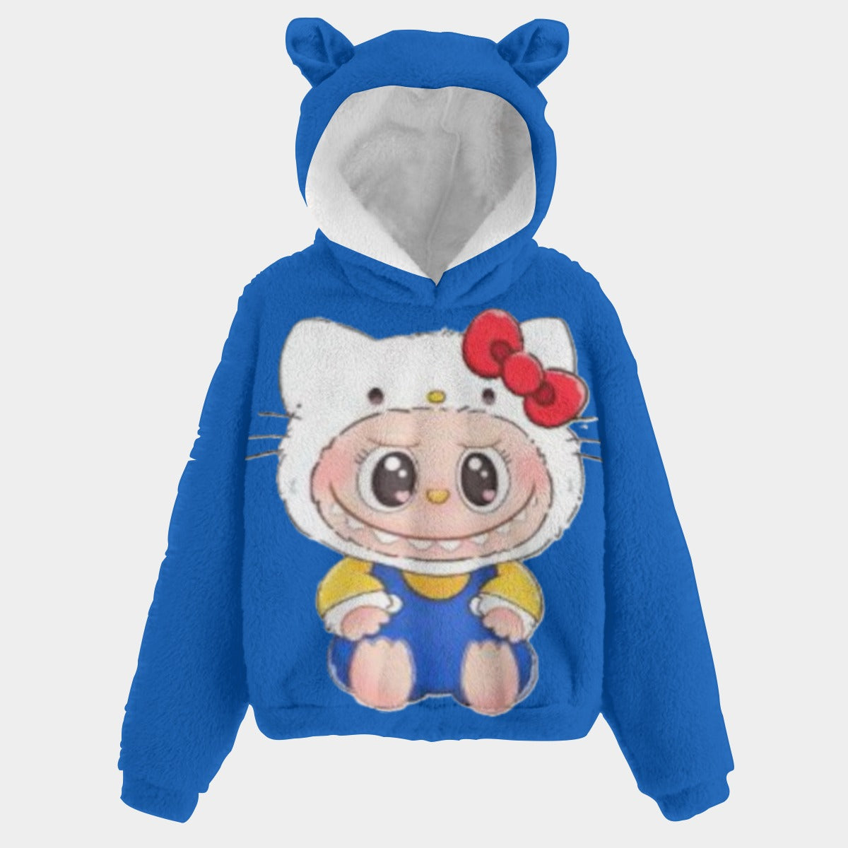 KSC's Limited Edition Vintage Labubu Kitty Kid’s Borg Fleece Hoodie With Ears