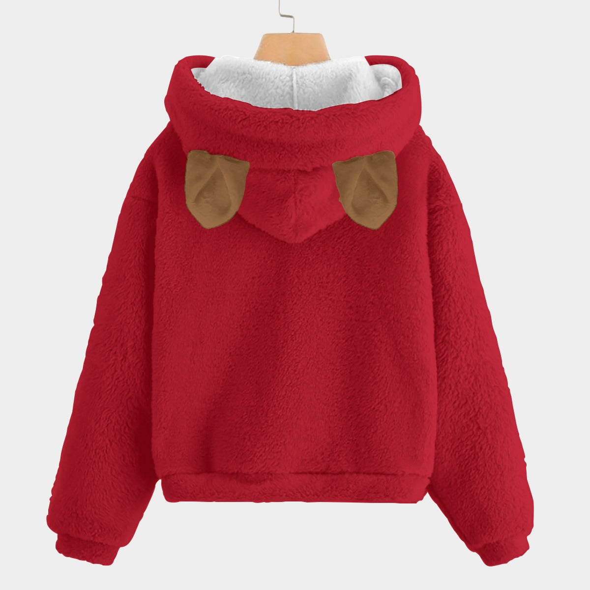 Santa's Christmas Teddy Bear Kid’s Borg Fleece Hoodie With Ears