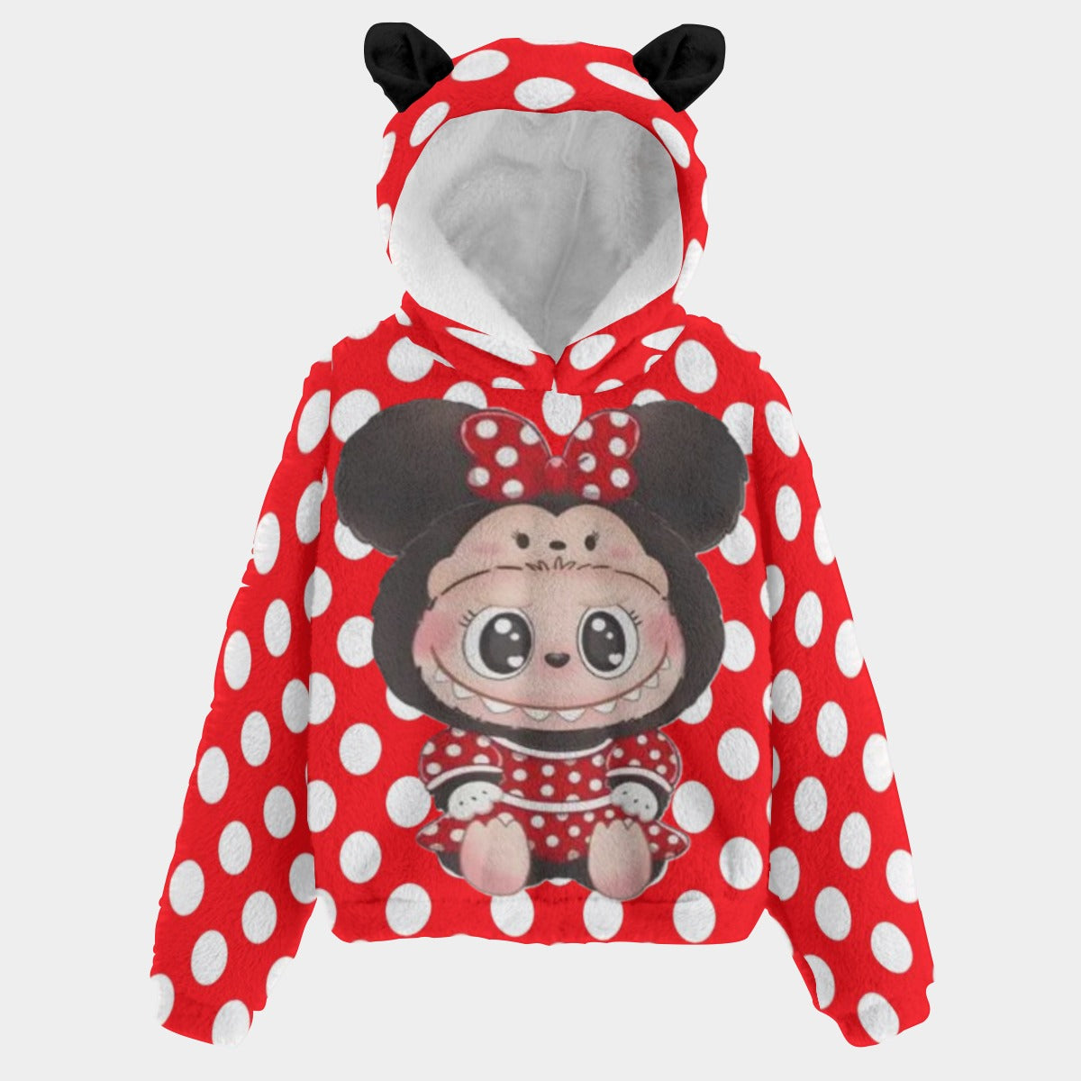 KSC's Limited Edition Vintage Labubu Minnie Kid’s Borg Fleece Hoodie With Ears