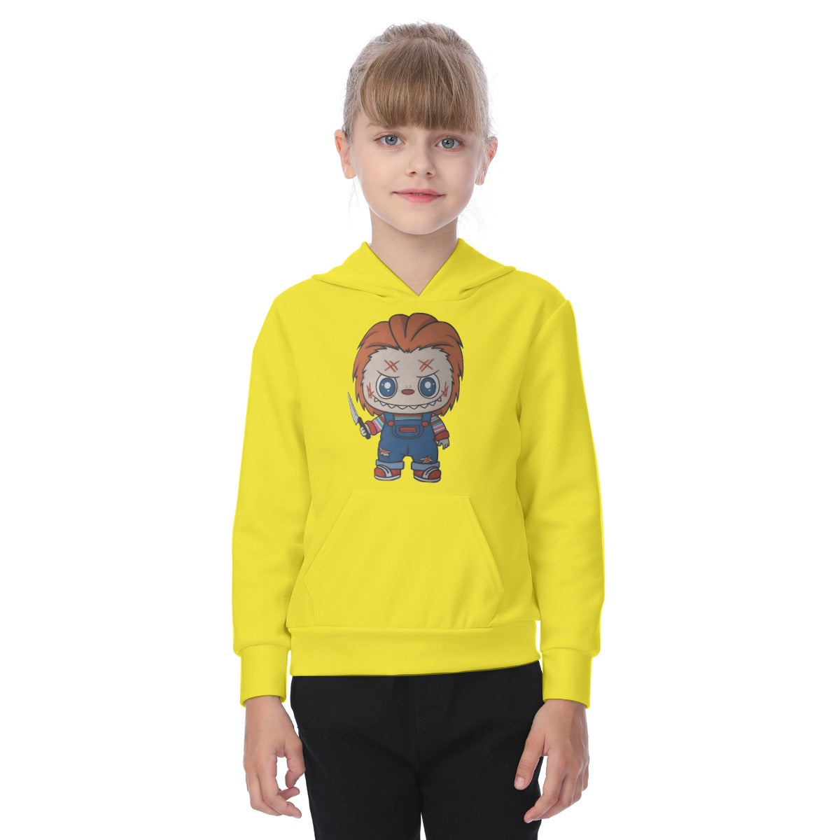 Halloween Labubu Chucky Doll Kid's Heavy Fleece Hoodie