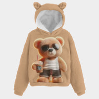 Toddler Teddys with Shades And Tank Tan Kid’s Borg Fleece Hoodie With Ears