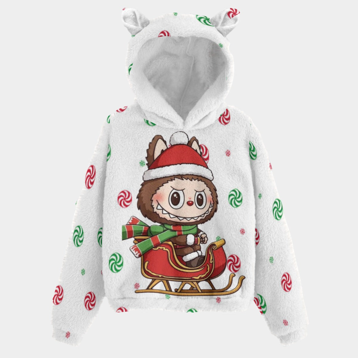 KSC's Exclusive Christmas Labubu Kid’s Borg Fleece Sweatshirt With Ears