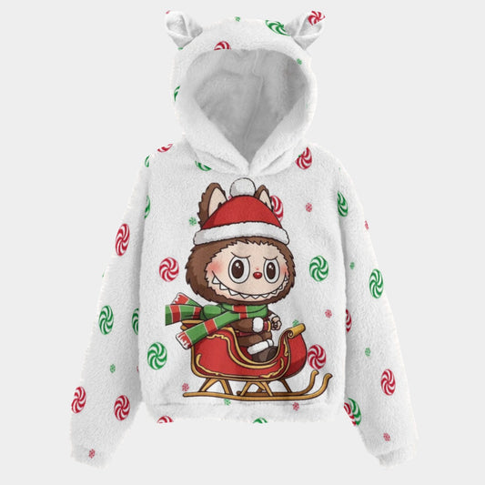 KSC's Exclusive Christmas Labubu Kid’s Borg Fleece Sweatshirt With Ears