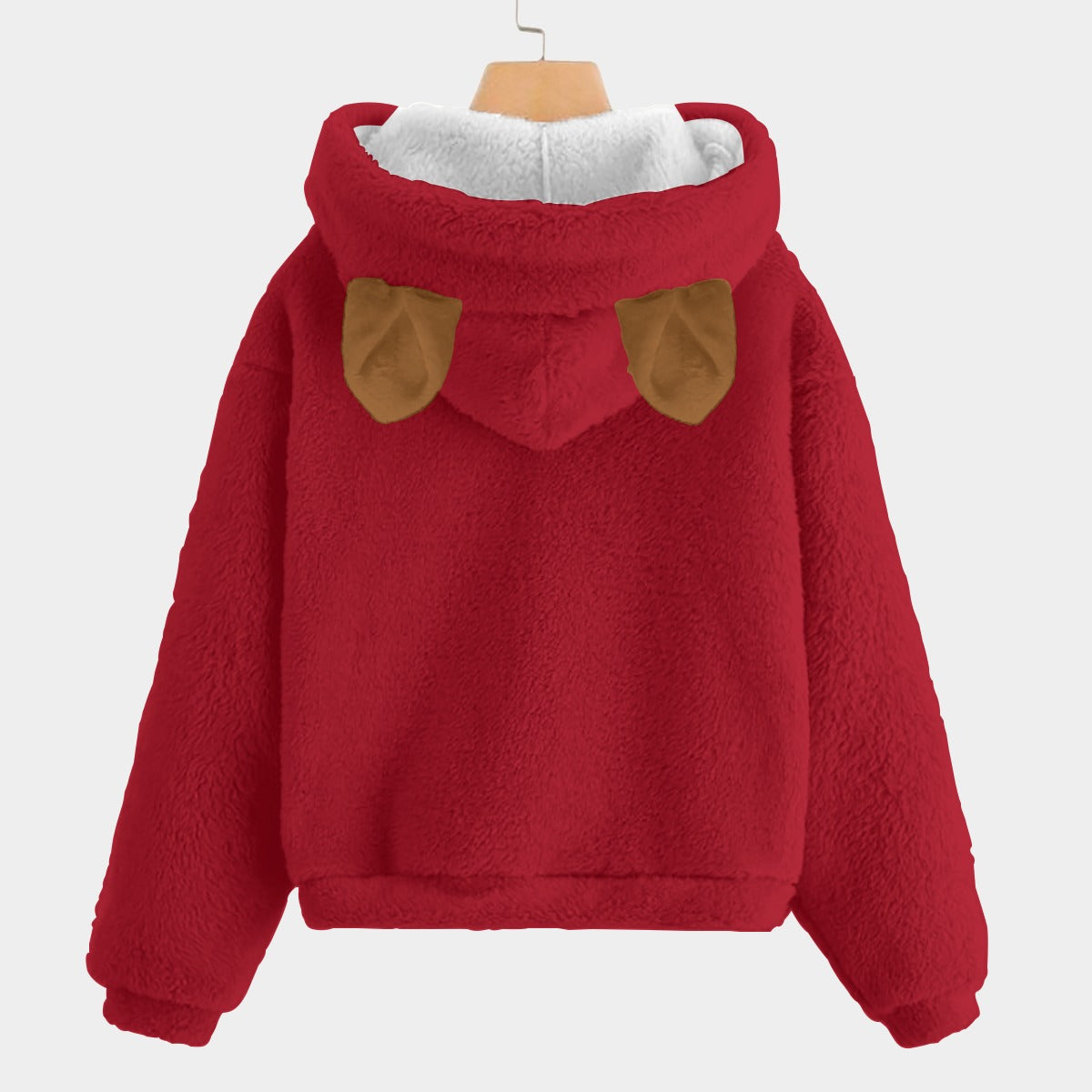 Santa's Teddy Bear Helper Red Kid’s Borg Fleece Hoodie With Ears