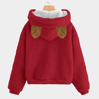 Santa's Teddy Bear Helper Red Kid’s Borg Fleece Hoodie With Ears
