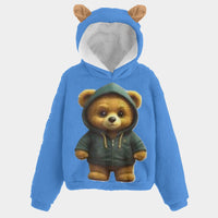 Hoodie Bear Blue Kid’s Borg Fleece Hoodie With Ears