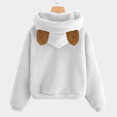 Santa's Teddy Bear Helper White Kid’s Borg Fleece Hoodie With Ears
