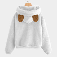 Santa's Teddy Bear Helper White Kid’s Borg Fleece Hoodie With Ears