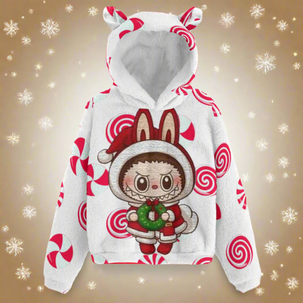 KSC's Exclusive Christmas Labubu Kid’s Borg Fleece Sweatshirt With Ears
