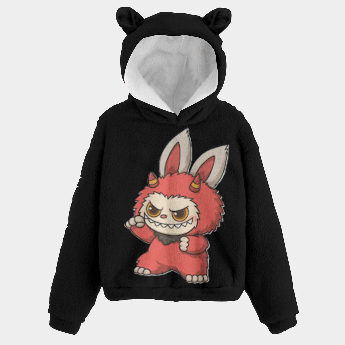 Halloween Labubu Kid’s Borg Fleece Sweatshirt With Ear
