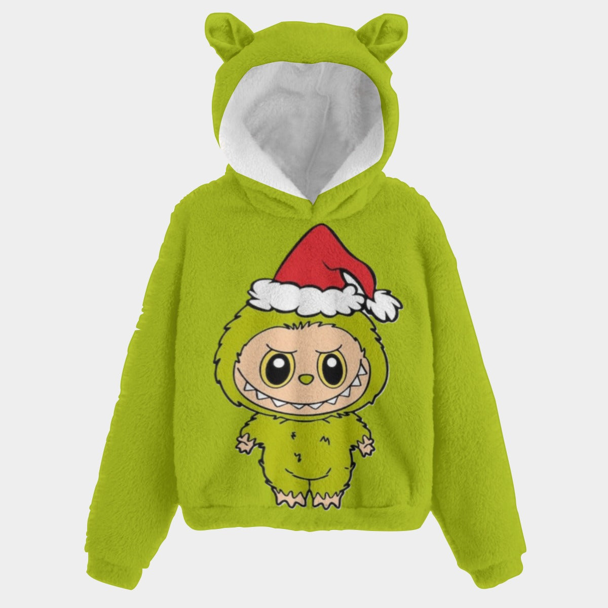 KSC's Limited Edition Labubu Christmas Grinch Kid’s Borg Fleece Hoodie With Ears