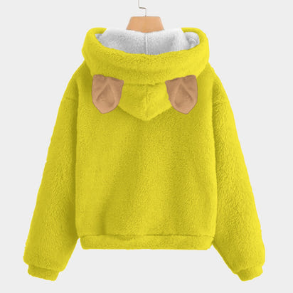 Toddler Teddy Bear Yellow Kid’s Borg Fleece Hoodie With Ears