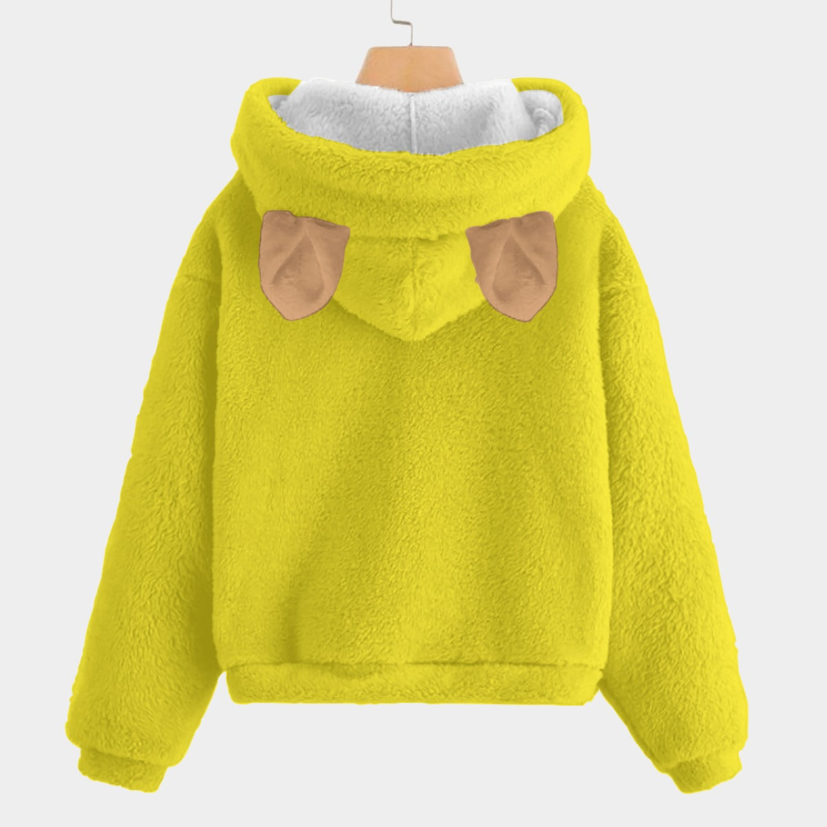 Toddler Teddy Bear Yellow Kid’s Borg Fleece Hoodie With Ears