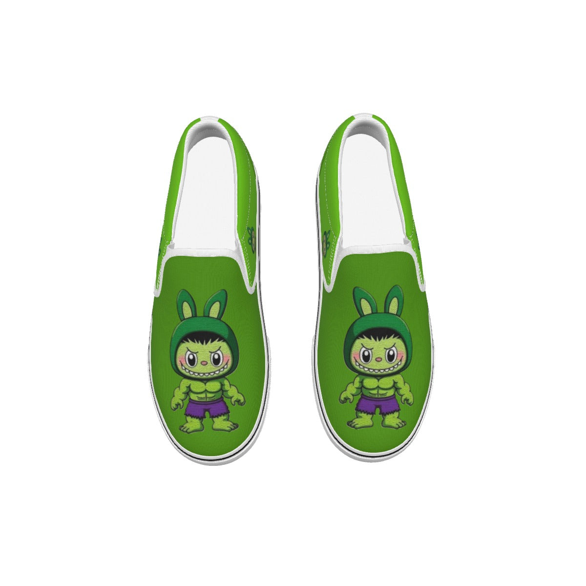 💚 Smash Style, Max Comfort Kid's Shoes -Avengers Style Labubu Hulk Green Kid's Slip On Sneakers