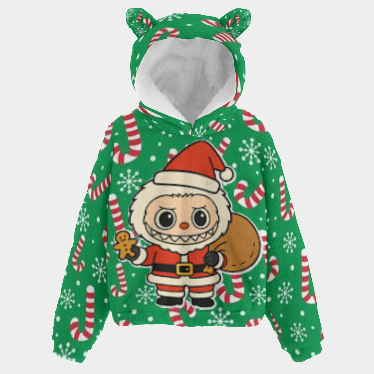 KSC's Exclusive Christmas Labubu Kid’s Borg Fleece Sweatshirt With Ears