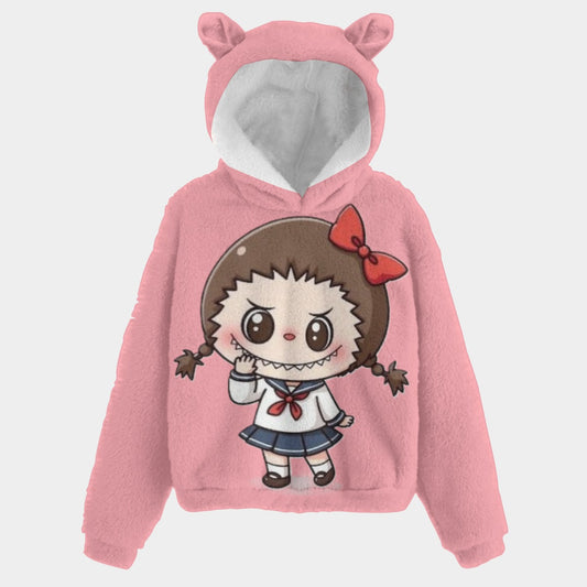 KSC's Limited Edition Labubu School Girl Kid’s Borg Fleece Sweatshirt With Ear