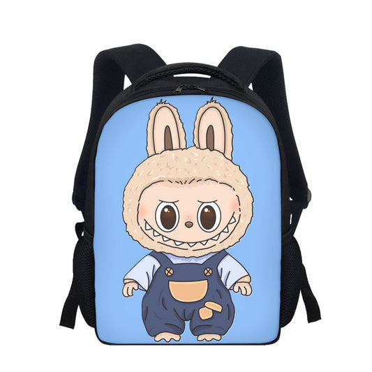 Backpack with a cartoon character on a blue background