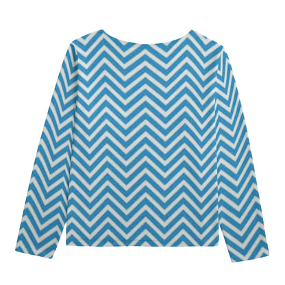 KSC's Exclusive Designs Zig Zag Blue Unisex Boat Neckline Sweatshirt With Chest Pocket | 310GSM Cotton