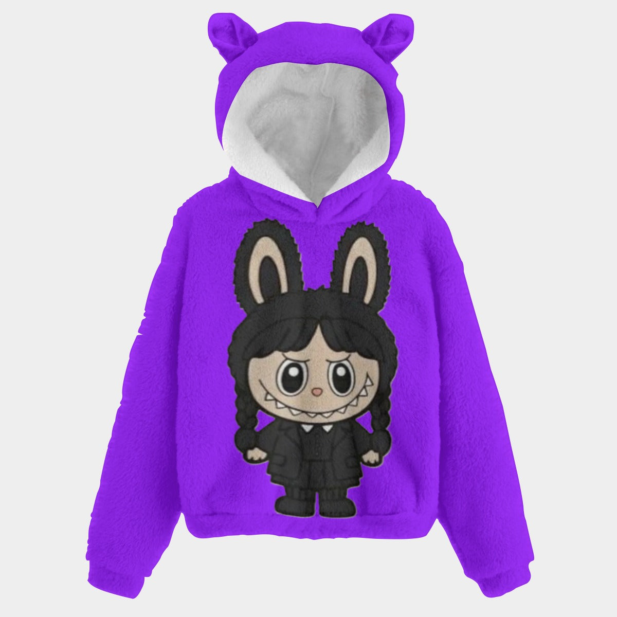KSC's Exclusive Labubu Halloween Wensday Adams Kid’s Borg Fleece Hoodie With Ears