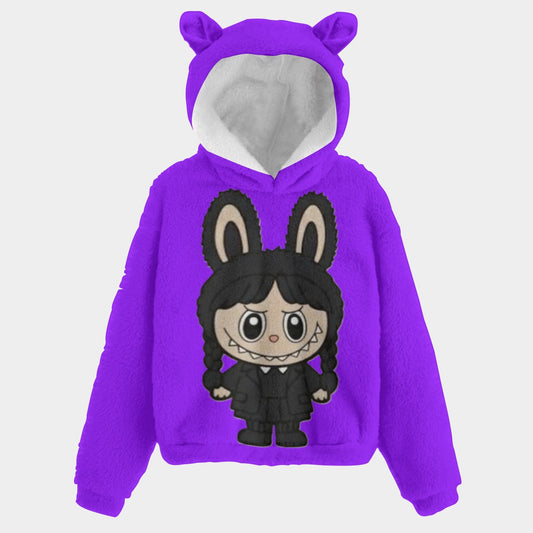 KSC's Exclusive Labubu Halloween Wensday Adams Kid’s Borg Fleece Hoodie With Ears