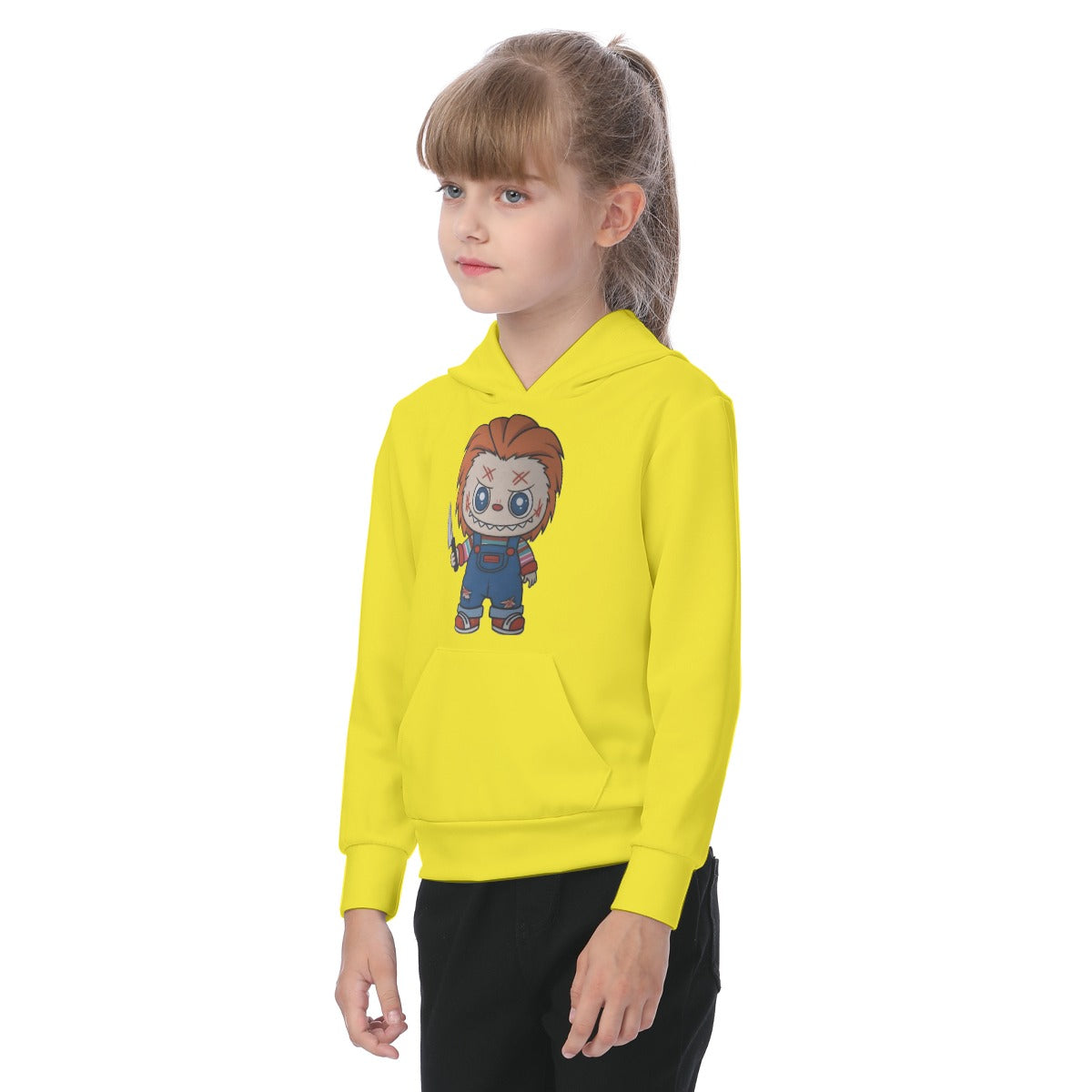 Halloween Labubu Chucky Doll Kid's Heavy Fleece Hoodie
