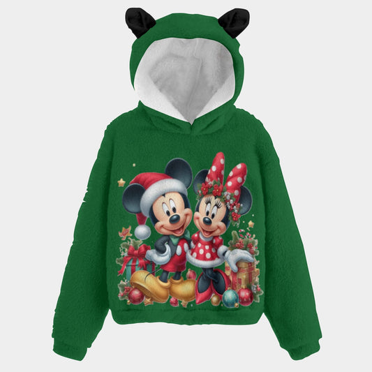 🎄Christmas Cozy Critter Hoodie – Borg Fleece with Ears! - Christmas Kid’s Borg Fleece Hoodie With Ears