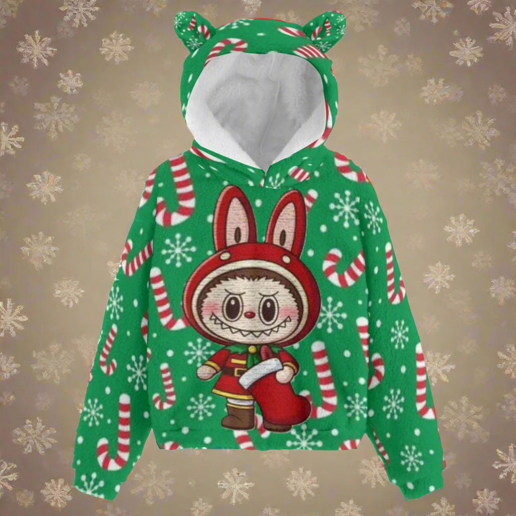 KSC's Exclusive Christmas Labubu Kid’s Borg Fleece Sweatshirt With Ears
