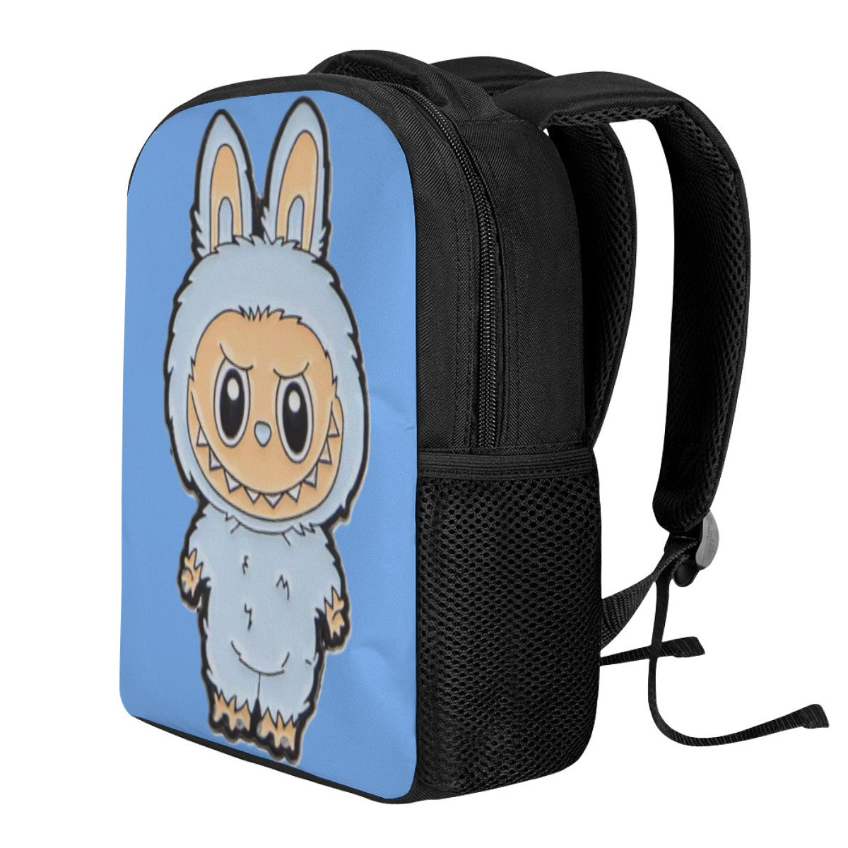 Backpack with a cartoon character on a blue background