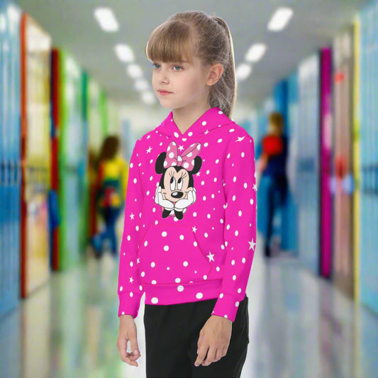 KSC's Exclusive/Custom- Young Girl's Hoodies-Hot Pink Minnie  - Oversized Kid's Hoodie
