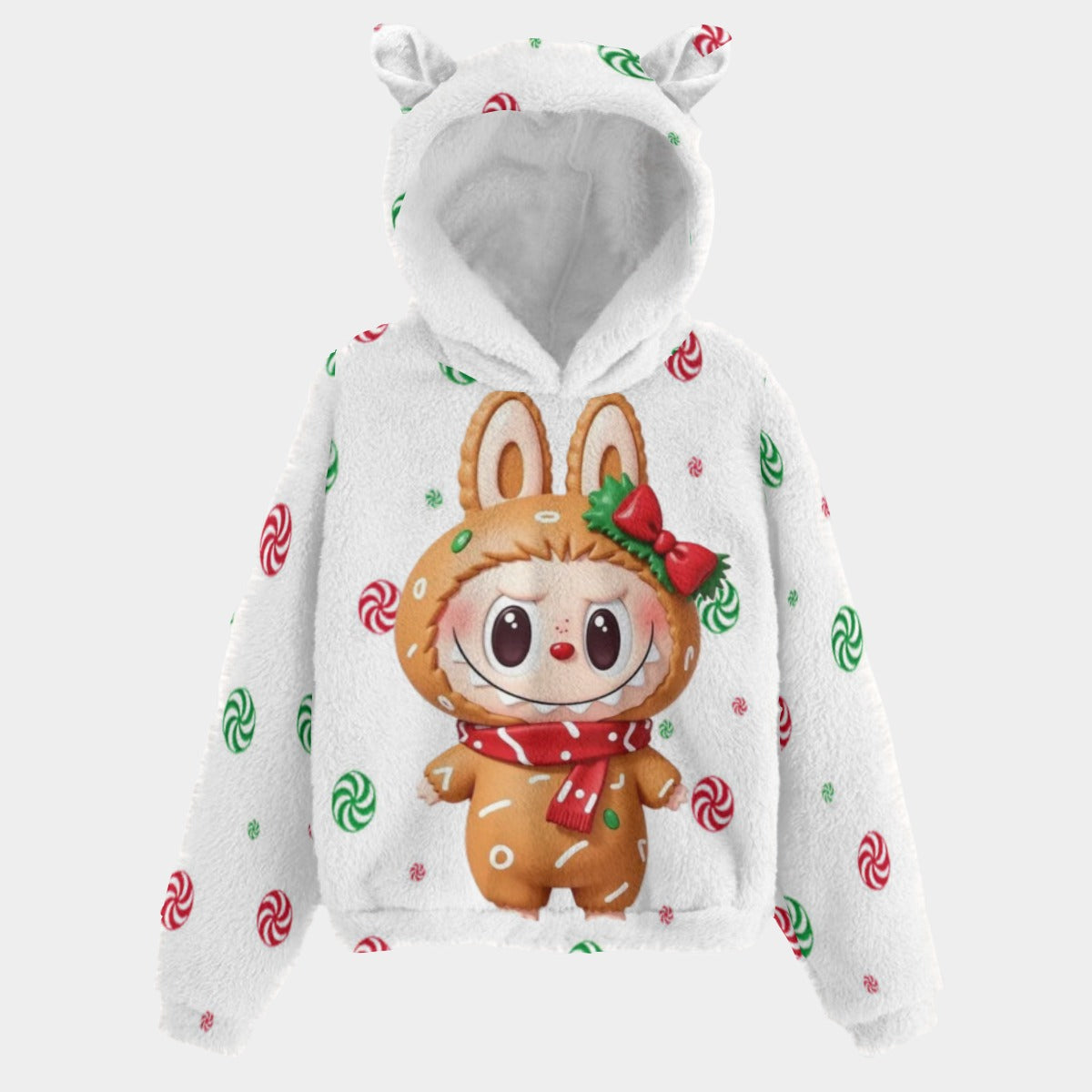 KSC's Exclusive Christmas Labubu Kid’s Borg Fleece Sweatshirt With Ears