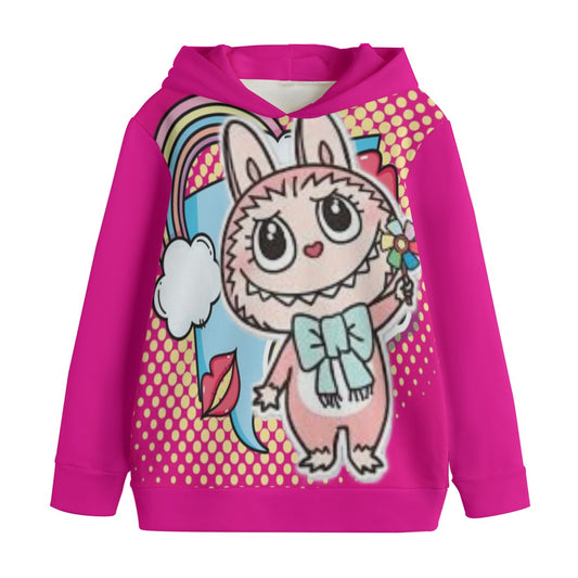 Kid's Pink Cool Labubu Pullover Hoodie | 310GSM Cotton