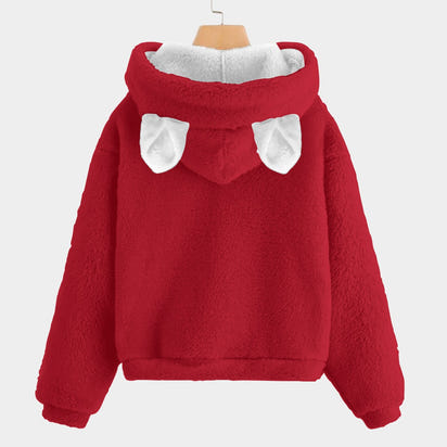 Christmas Labubu Kid’s Borg Fleece Hoodie With Ears