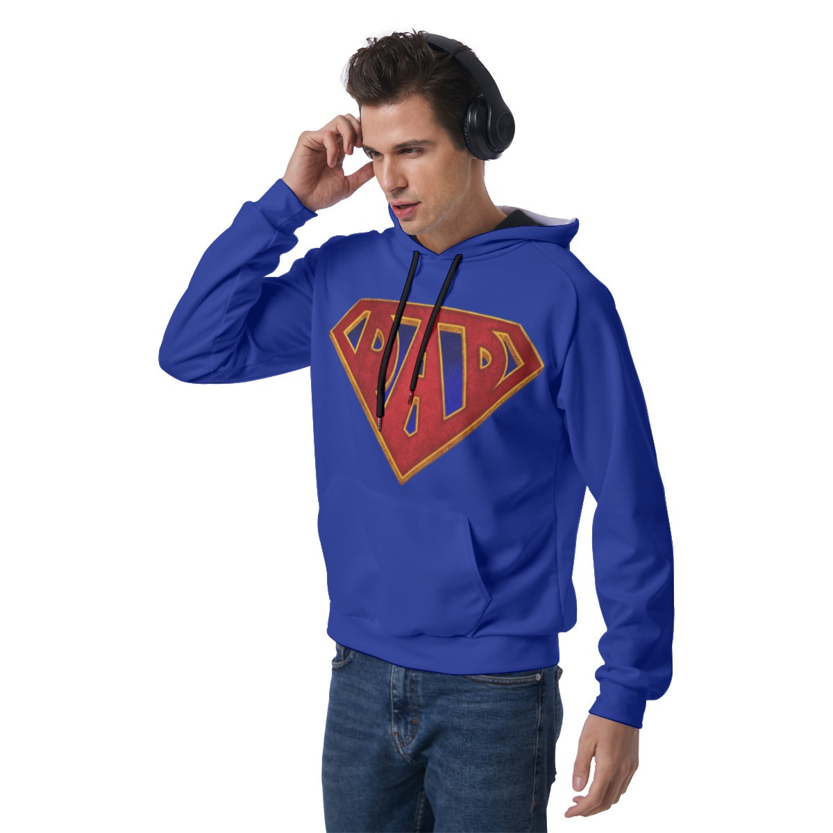 KSC's Exclusive Men's Blue SUPER DAD Raglan Pullover Hoodie