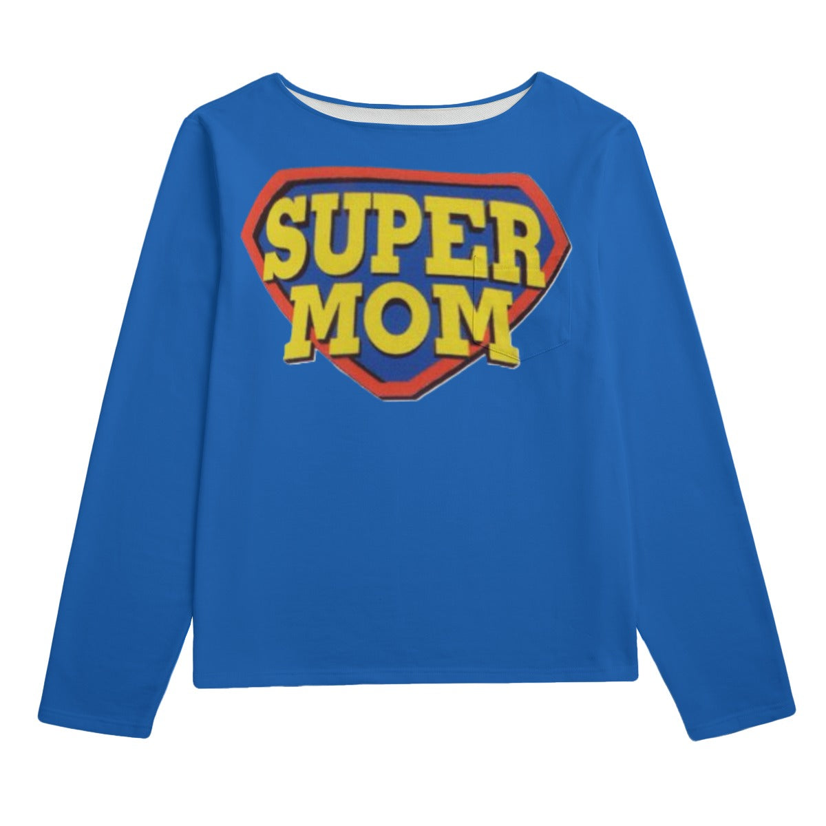 HOT NEW ITEM - SuperMom Blue Women's Boat Neckline Sweatshirt With Chest Pocket | 310GSM Cotton