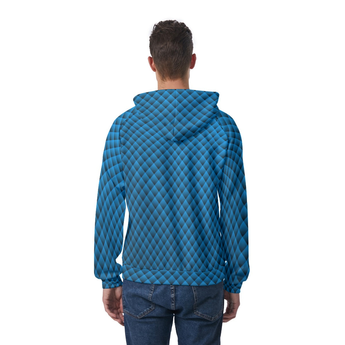 KSC's Exclusive Men's Blue Geometric Raglan Pullover Hoodie
