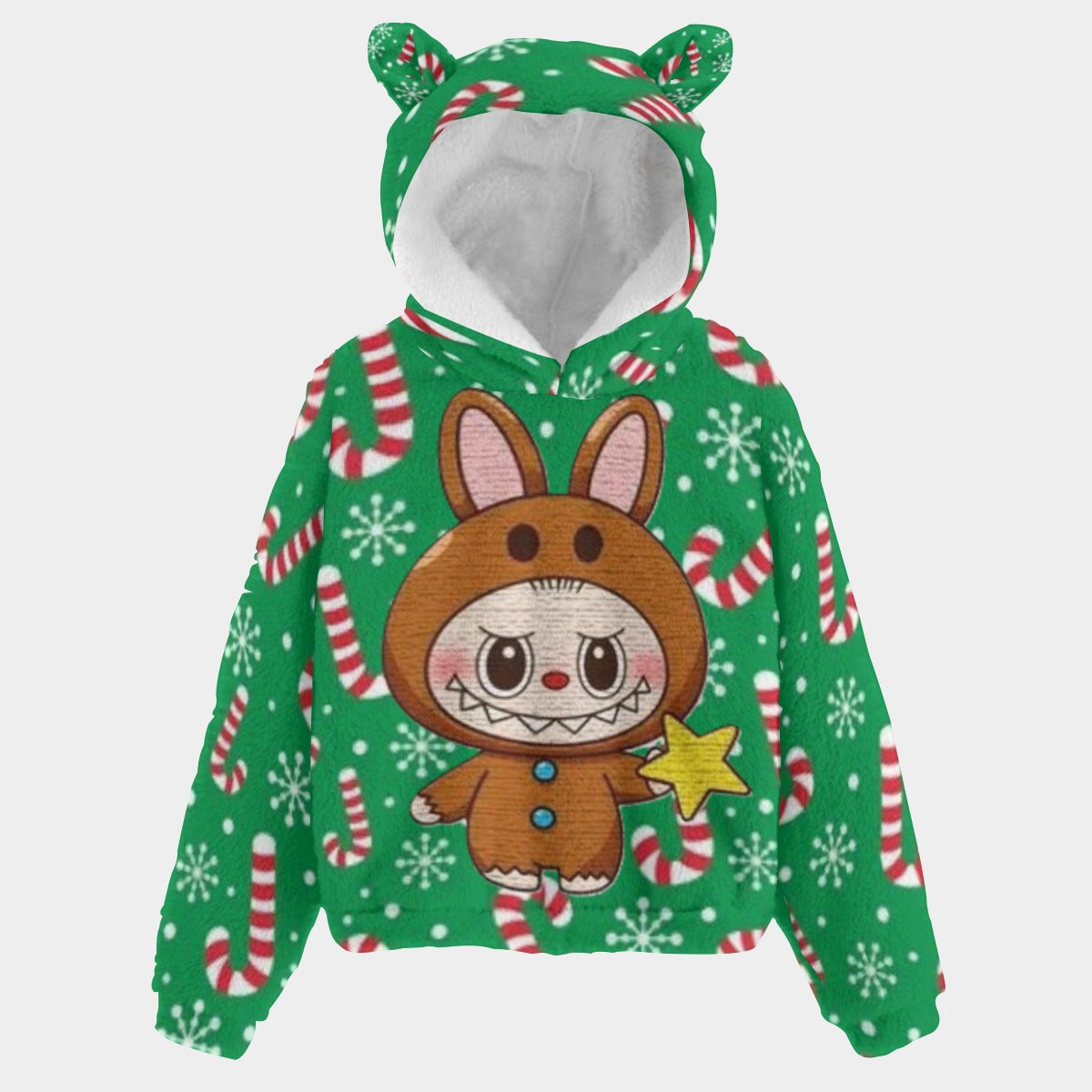 KSC's Exclusive Christmas Labubu Kid’s Borg Fleece Sweatshirt With Ears