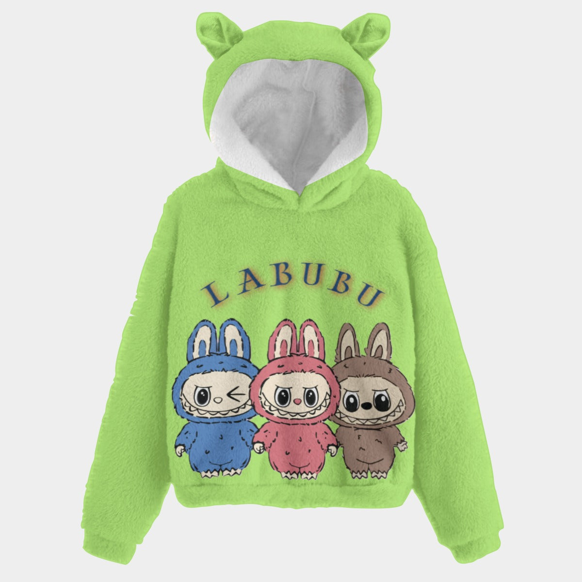 KSC's Fleece Sweatshirt LABUBU Print Kid’s Borg Fleece Sweatshirt With Ears